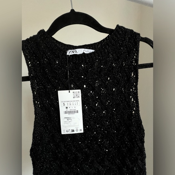 zara fringed metallic thread knit top - Picture 2 of 4